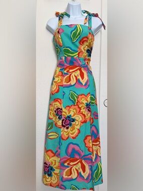 Gianni Bini Turquoise Multicolor Floral Maxi Skirt